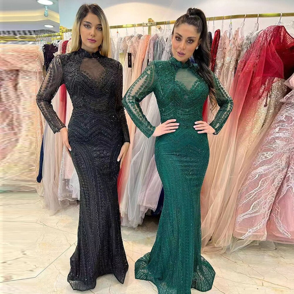 Emerald green evening dress online