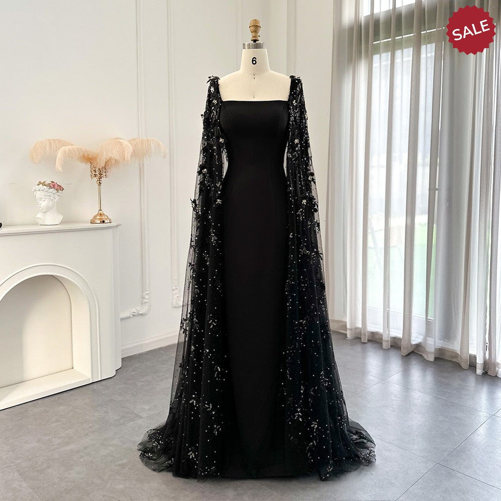 Black fashion evening cape