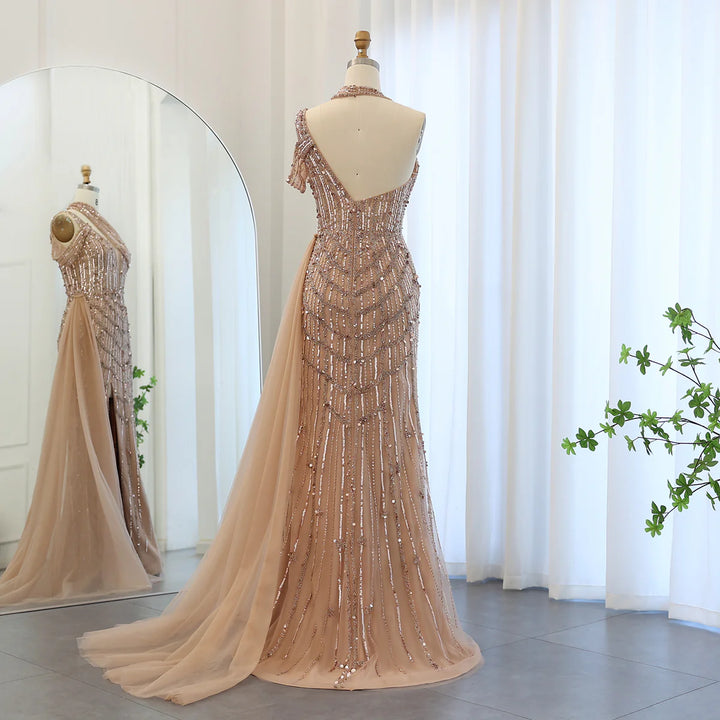 Luxury Beaded Lilac Green Mermaid Halter Evening Dress SS180