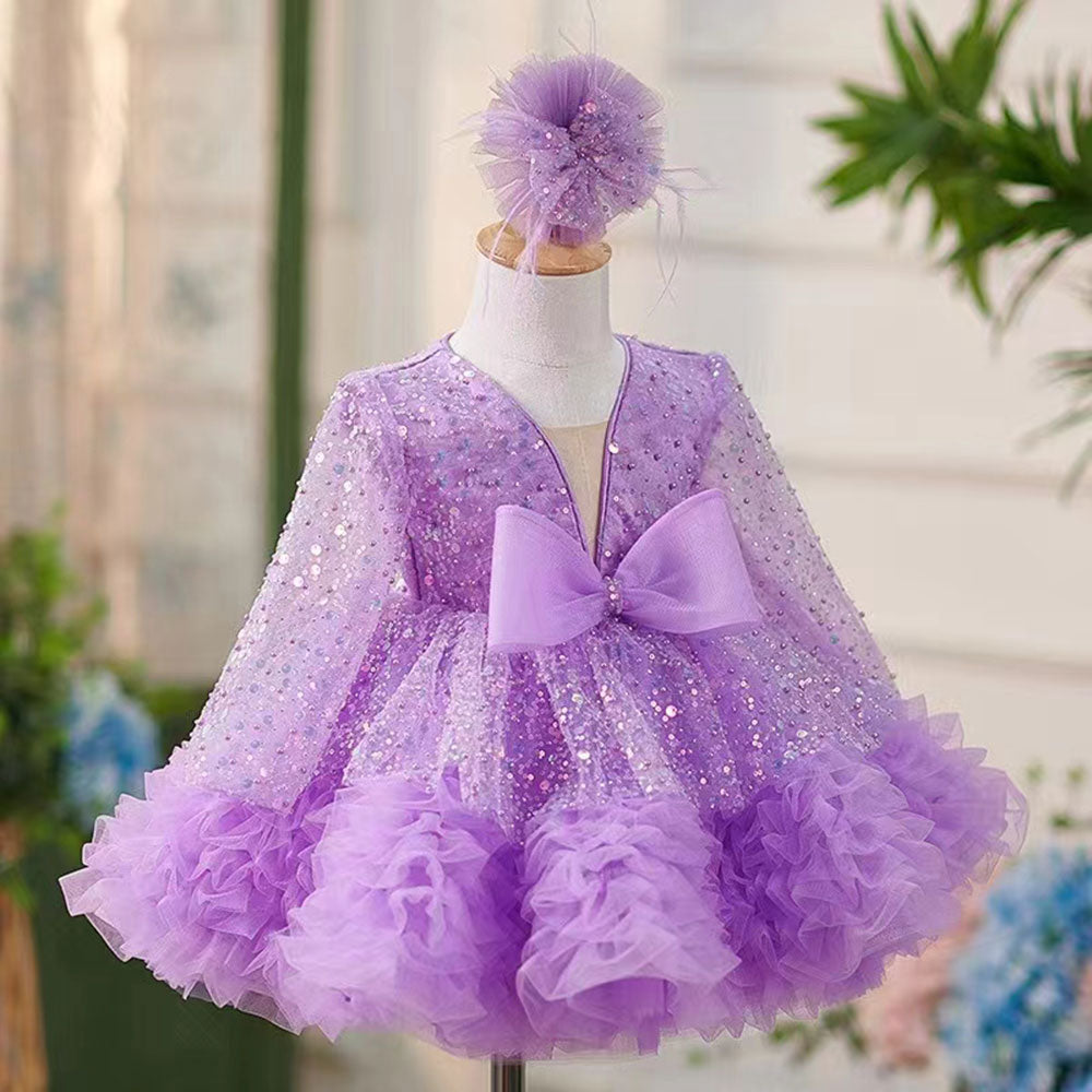 DreamyVow Luxury Girl Dress Sequined for Baby Kids Birthday Wedding Party J152