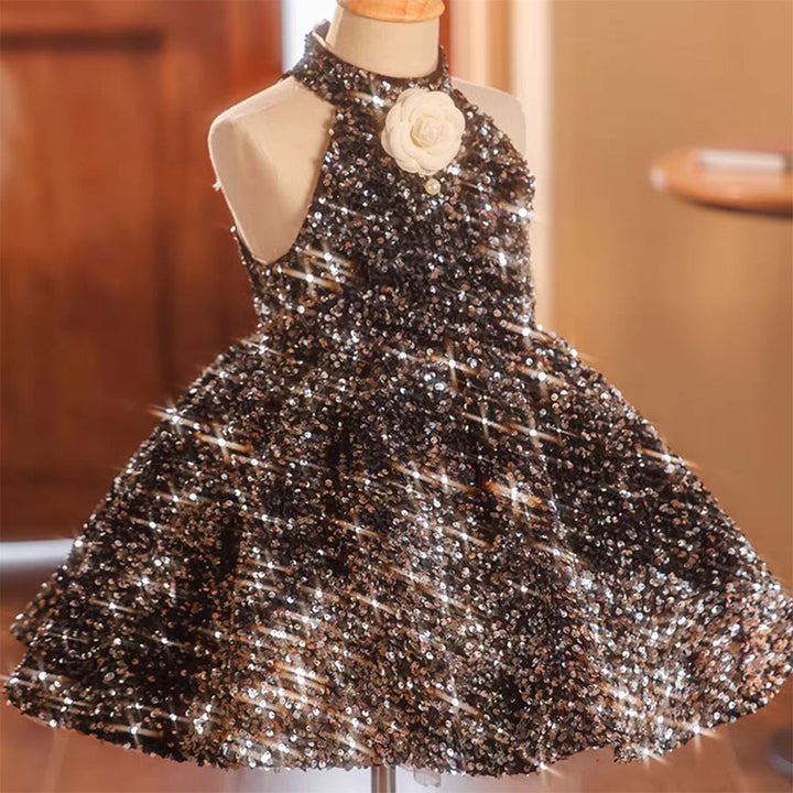 DreamyVow Sparkly Black Princess Girl Dress for Birthday Holiday Party J036