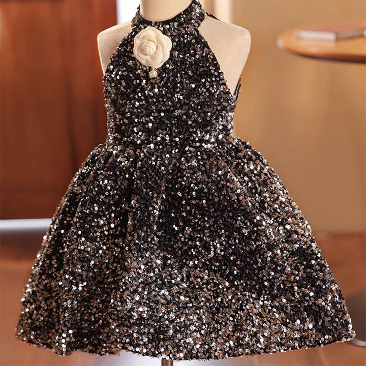 DreamyVow Sparkly Black Princess Girl Dress for Birthday Holiday Party J036