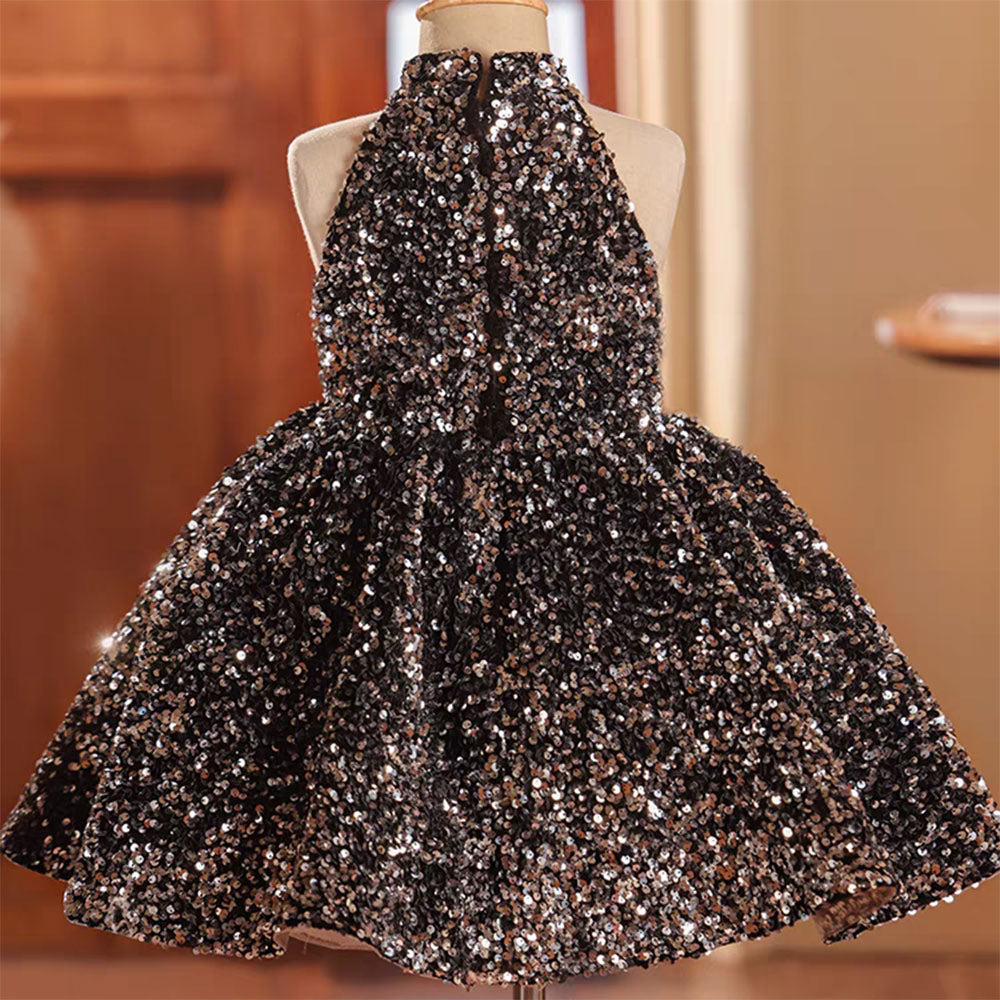 DreamyVow Sparkly Black Princess Girl Dress for Birthday Holiday Party J036