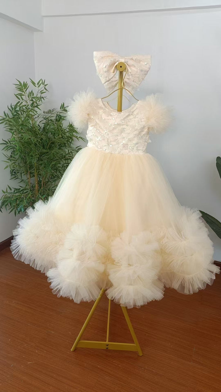 DreamyVow Elegant Flower Girl Dress Gold Kids for Birthday Wedding Party J069