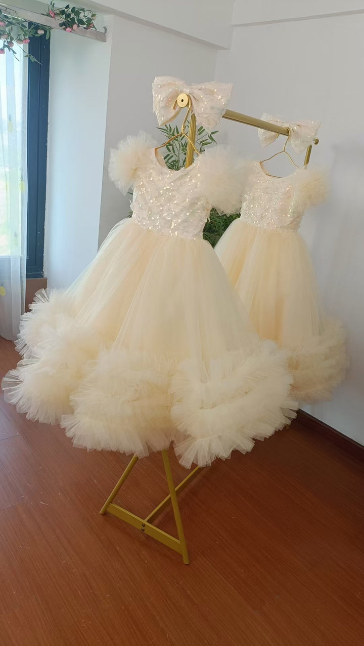 DreamyVow Elegant Flower Girl Dress Gold Kids for Birthday Wedding Party J069