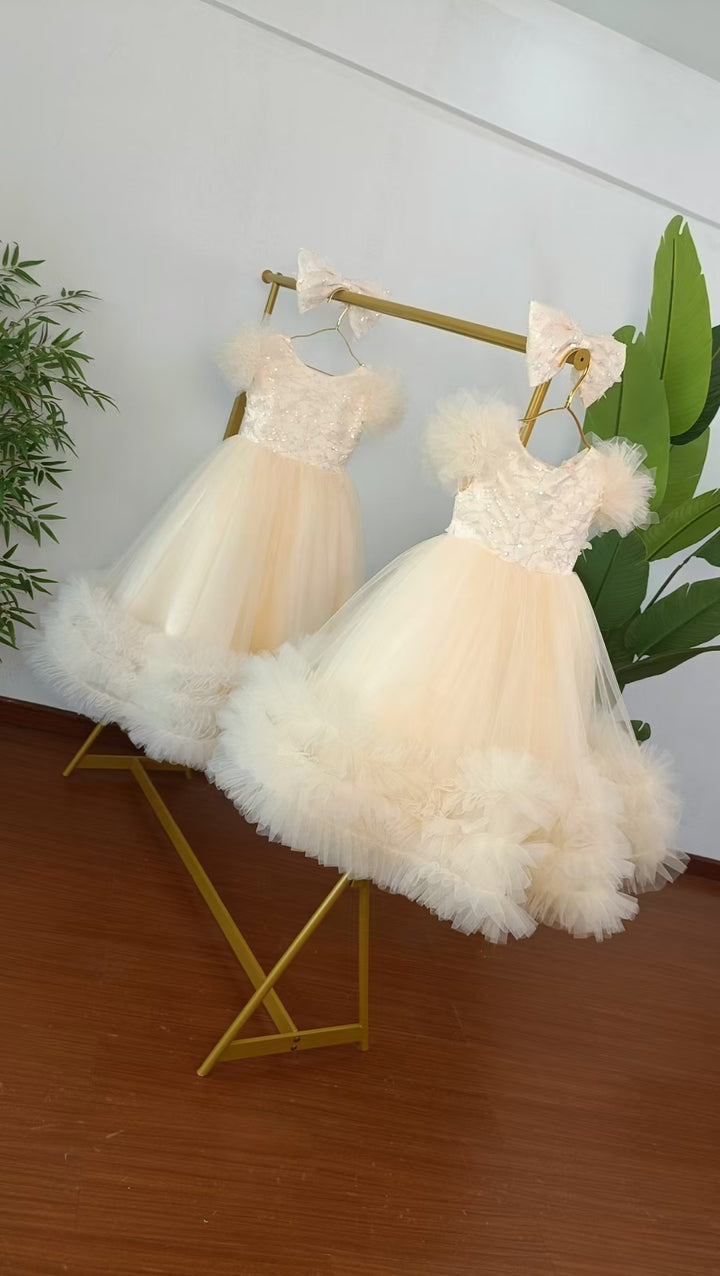 DreamyVow Elegant Flower Girl Dress Gold Kids for Birthday Wedding Party J069