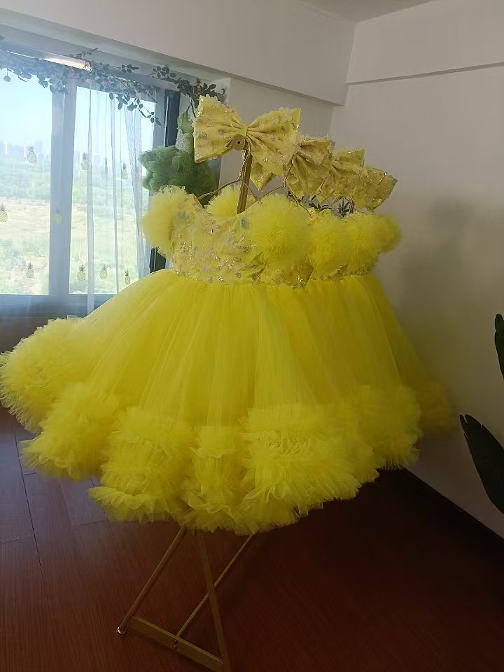 DreamyVow Elegant Flower Girl Dress Gold Kids for Birthday Wedding Party J069