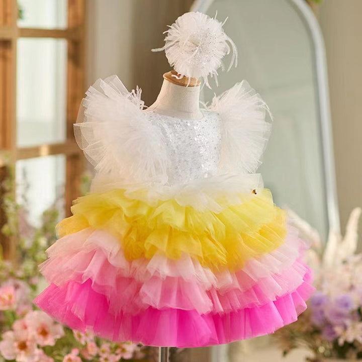 DreamyVow Floral Sequin Knee Length Baby Birthday Girl Dress J275