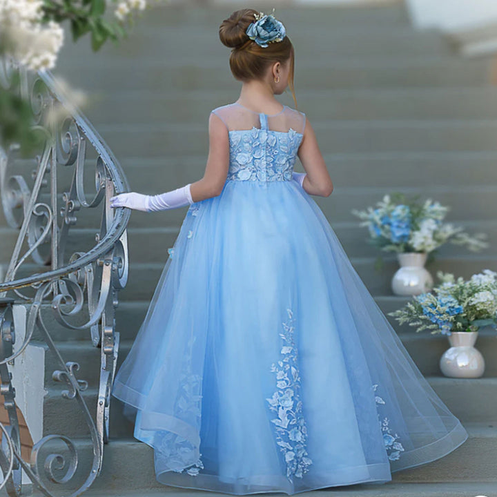 DreamyVow Elegant Blue Girl Dress with Butterfly for Birthday Wedding Party J021