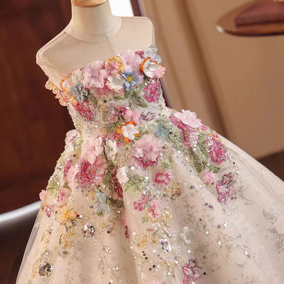 DreamyVow Floral Luxury Long Girl Dress for Princess Birthday Pageant J292