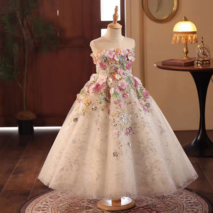 DreamyVow Floral Luxury Long Girl Dress for Princess Birthday Pageant J292