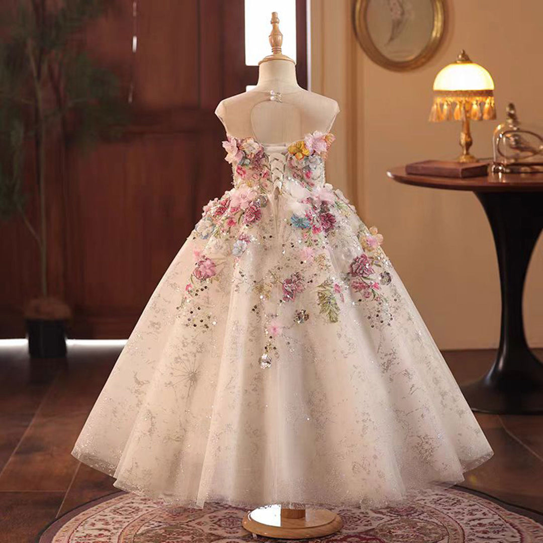 DreamyVow Floral Luxury Long Girl Dress for Princess Birthday Pageant J292