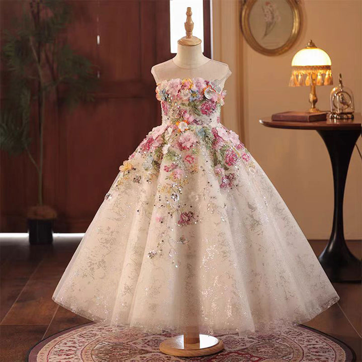 DreamyVow Floral Luxury Long Girl Dress for Princess Birthday Pageant J292