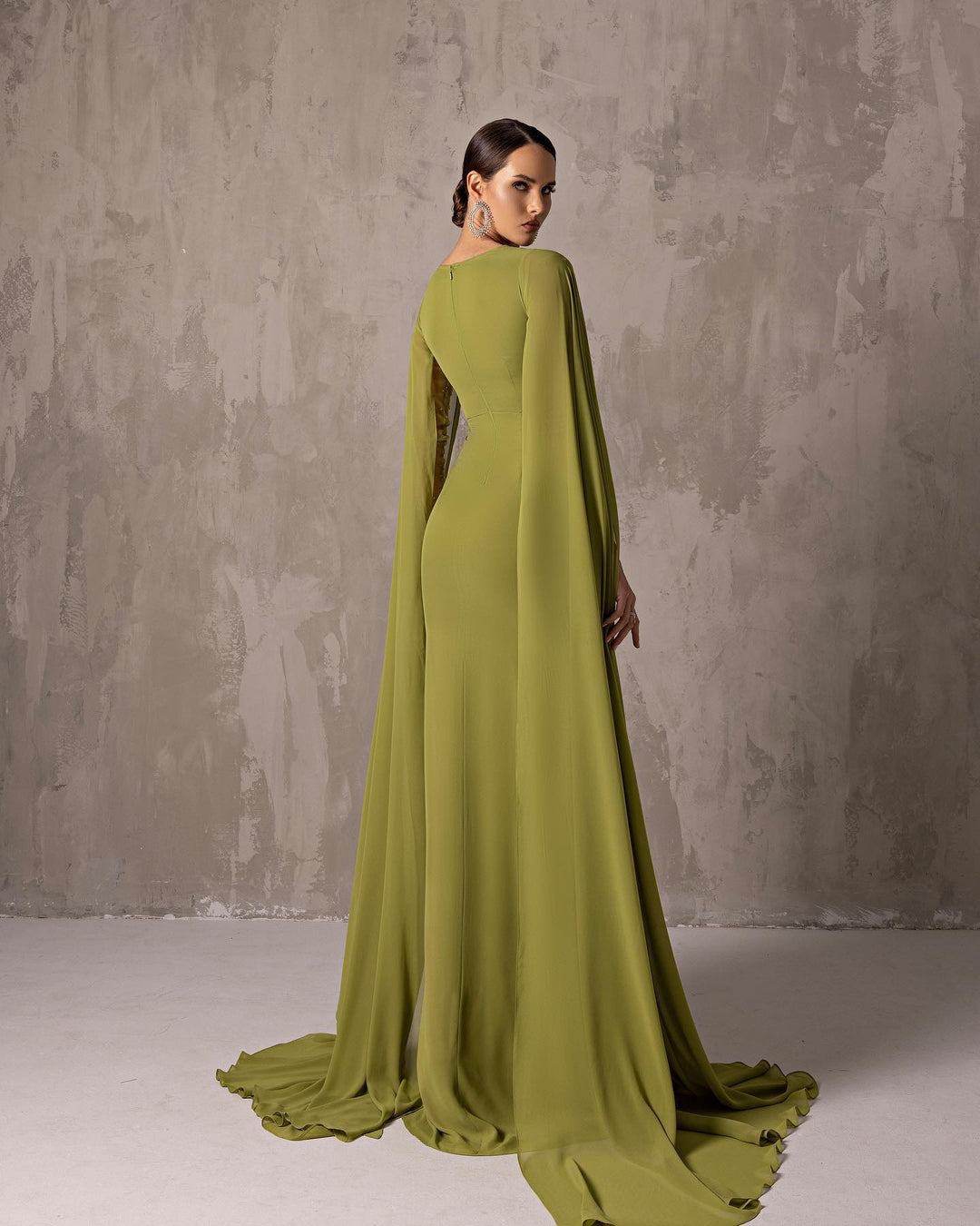 Dreamy Vow Elegant Asymmetrical Sage Green Chiffon Arabic Evening Dress SF051