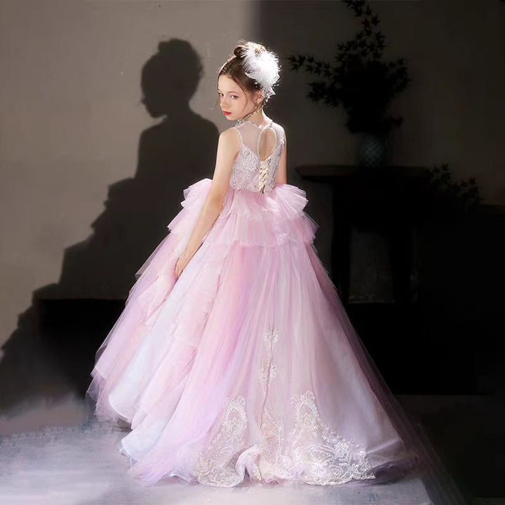 DreamyVow Luxury Pink Beading Princess Birthday Girl Dress J125