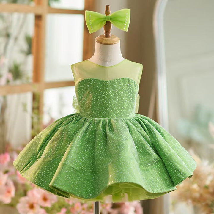 DreamyVow Green Knee Length Baby 1st Birthday Girl Dress J303