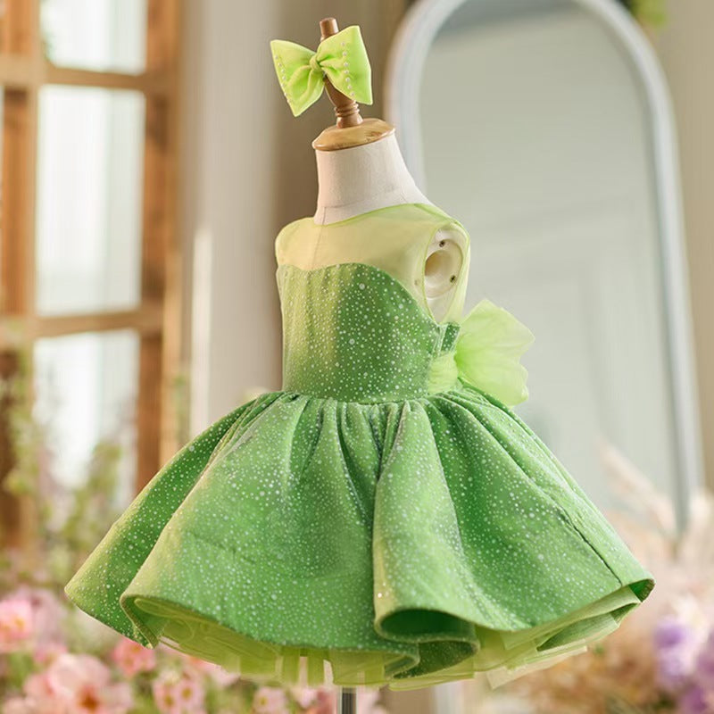 DreamyVow Green Knee Length Baby 1st Birthday Girl Dress J303