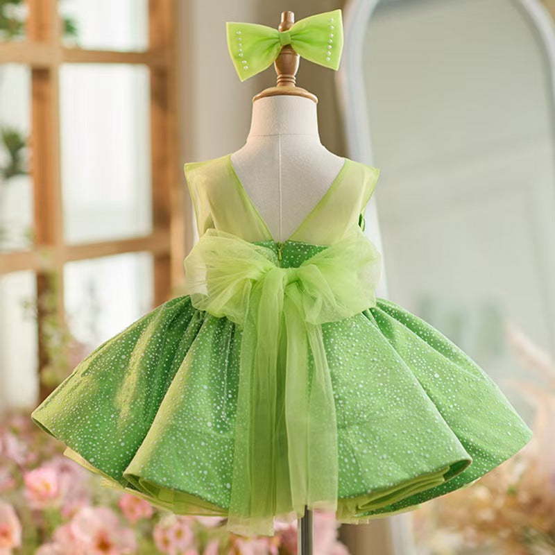 DreamyVow Green Knee Length Baby 1st Birthday Girl Dress J303