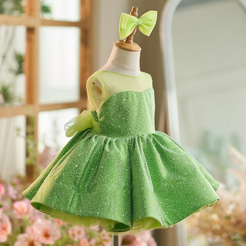 DreamyVow Green Knee Length Baby 1st Birthday Girl Dress J303