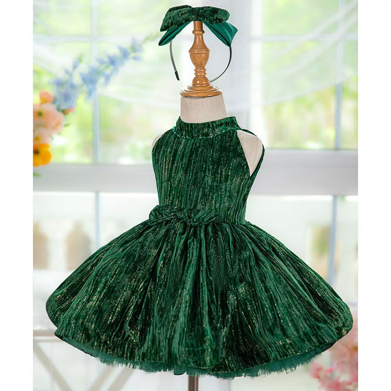 DreamyVow Green Knee Length Baby 1st Birthday Girl Dress J310