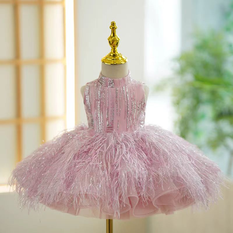 DreamyVow Champagne Knee Length 1st Birthday Girl Dress J315