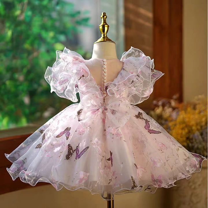 DreamyVow Elegant Pink Colorful 1st Birthday Girl Dress J218