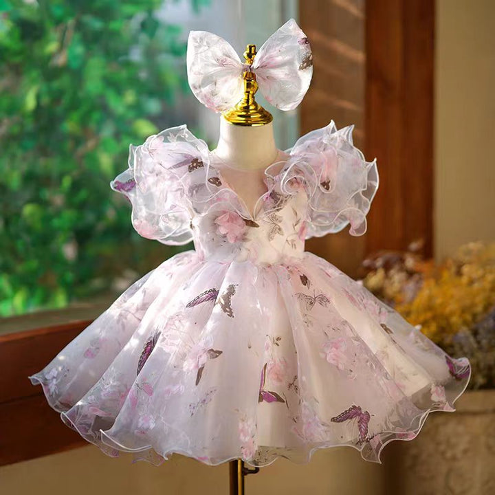 DreamyVow Elegant Pink Colorful 1st Birthday Girl Dress J218