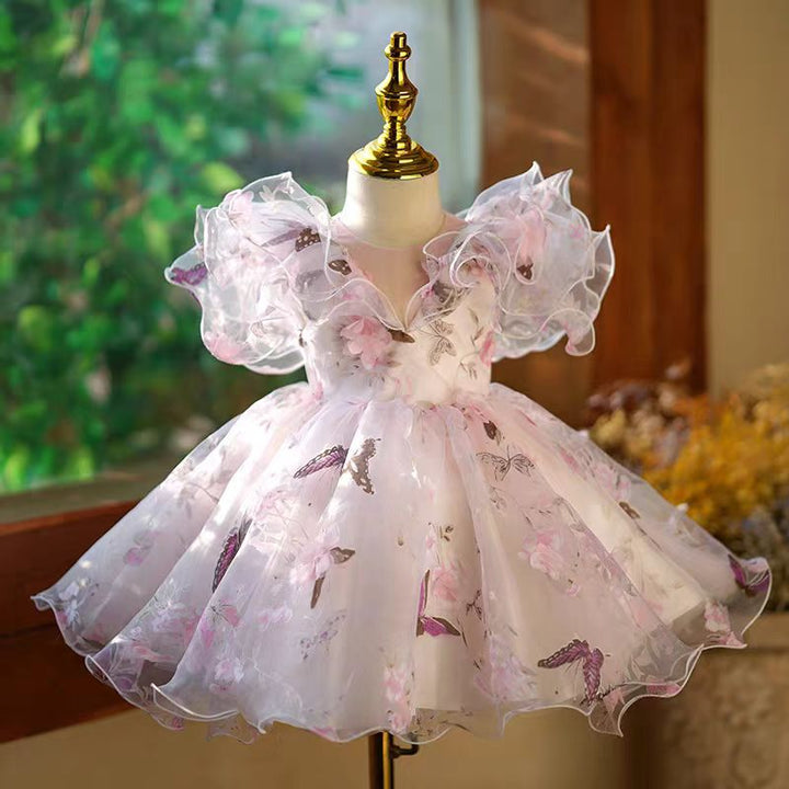 DreamyVow Elegant Pink Colorful 1st Birthday Girl Dress J218