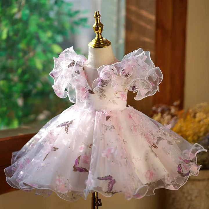 DreamyVow Elegant Pink Colorful 1st Birthday Girl Dress J218