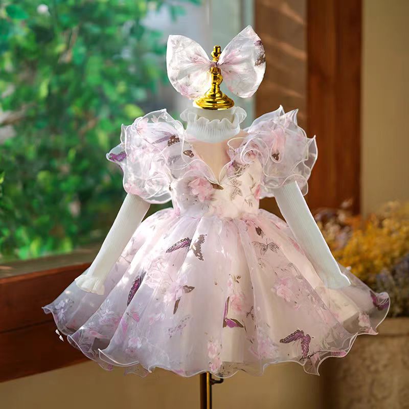 DreamyVow Elegant Pink Colorful 1st Birthday Girl Dress J218