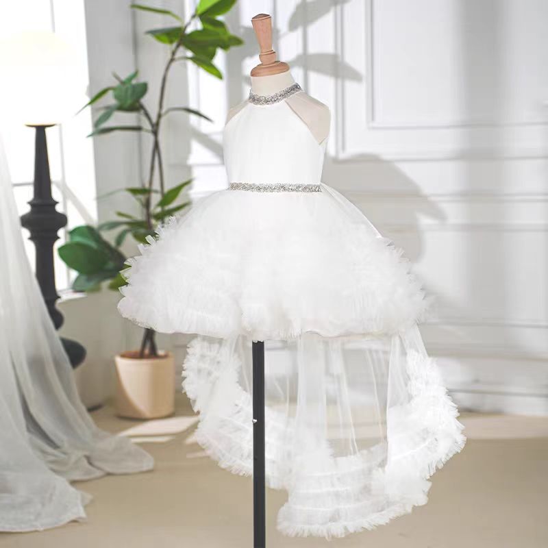 DreamyVow White Tulle Girl Birthday Holiday Dress J342