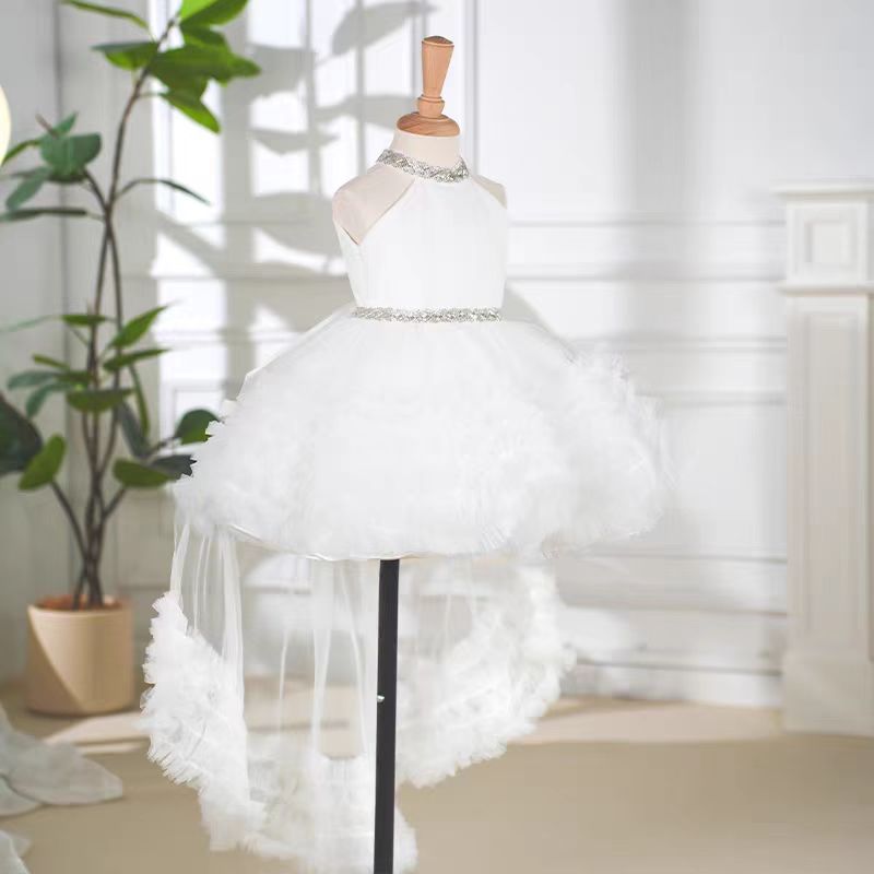 DreamyVow White Tulle Girl Birthday Holiday Dress J342