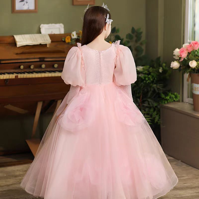 DreamyVow Pink Long Sleeve Girl Birthday Pageant Party Dress J352