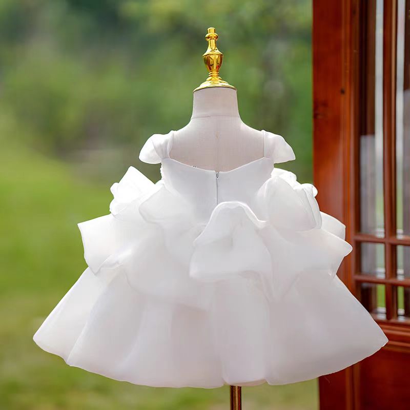 DreamyVow White Baby Girl Dress Pink for Birthday First Communion Party J317