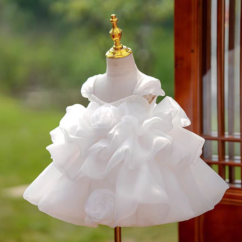 DreamyVow White Baby Girl Dress Pink for Birthday First Communion Party J317