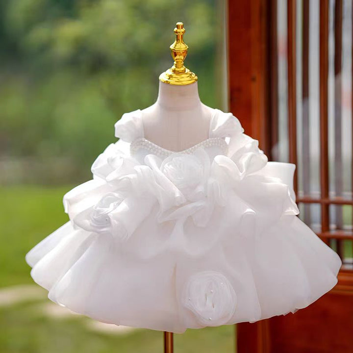 DreamyVow White Baby Girl Dress Pink for Birthday First Communion Party J317