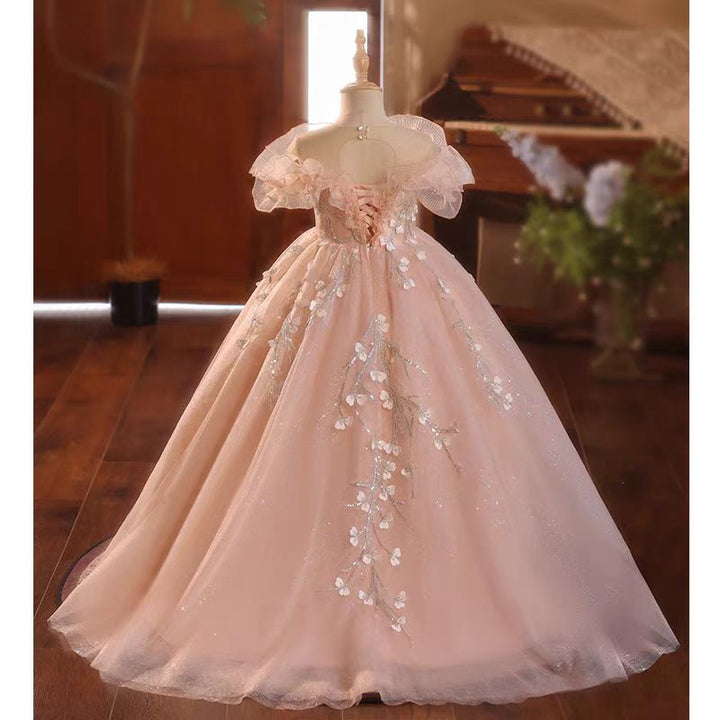 Dreamy Pink Princess Girl Dress for Birthday Pageant Party J066