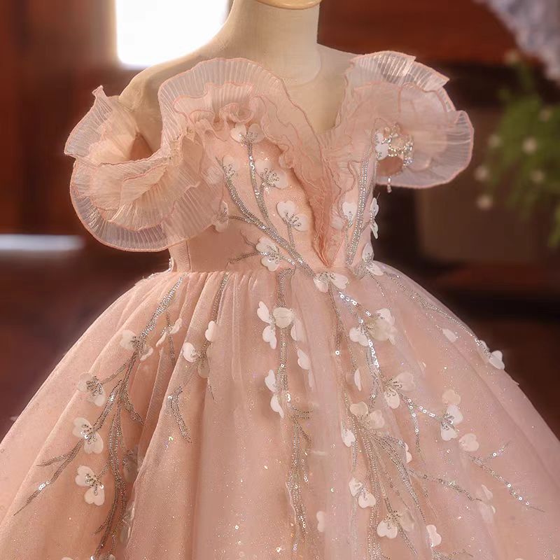 Dreamy Pink Princess Girl Dress for Birthday Pageant Party J066