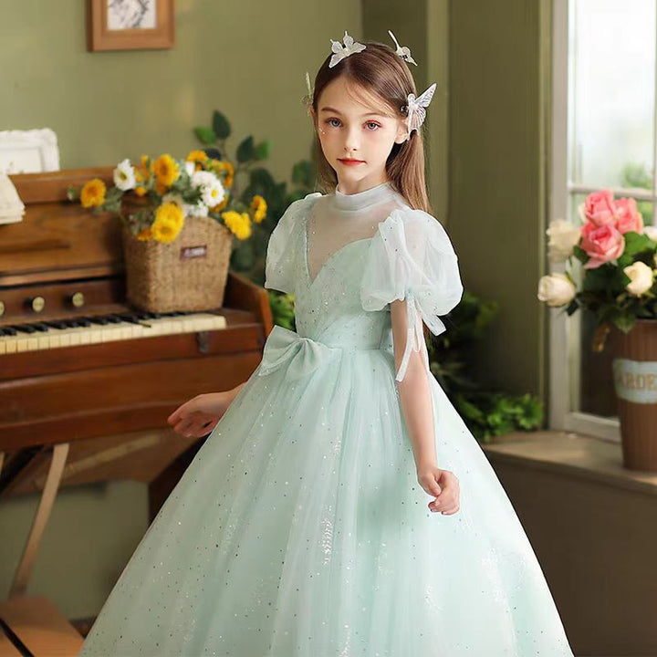 Dreamy Sage Green Sequins Girl Dress for Birthday Pageant Party J096