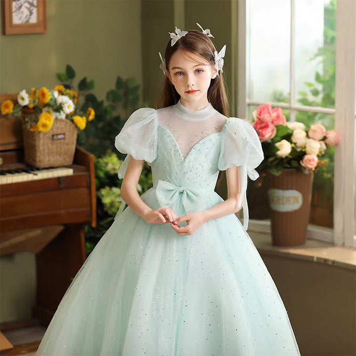 Dreamy Sage Green Sequins Girl Dress for Birthday Pageant Party J096