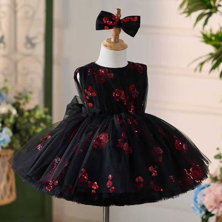 DreamyVow Super Cute Black Baby Lace Knee Length Girl Dress J252