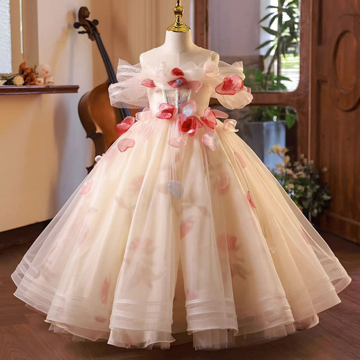 DreamyVow Luxury Floral Girl Dress Handmade Flowers Princess Ball Gown J121