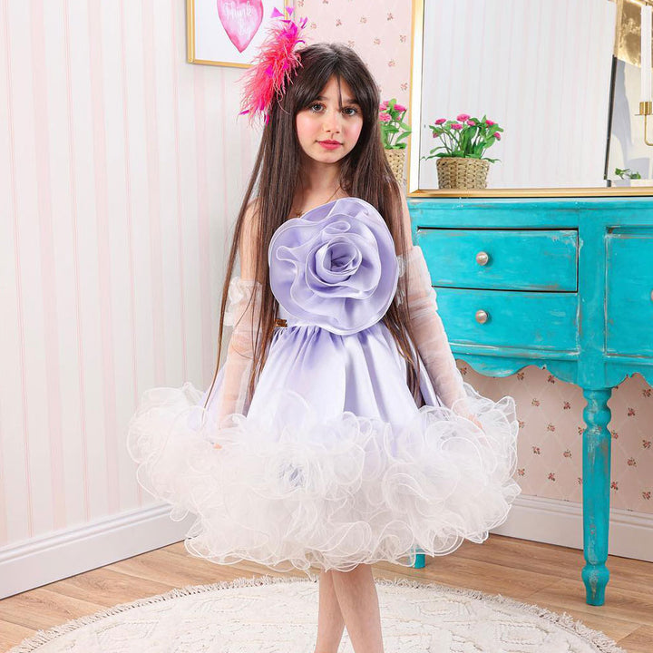 DreamyVow Lilac Girl Dress Handmade Flowers for Kids Birthday Wedding Party J273