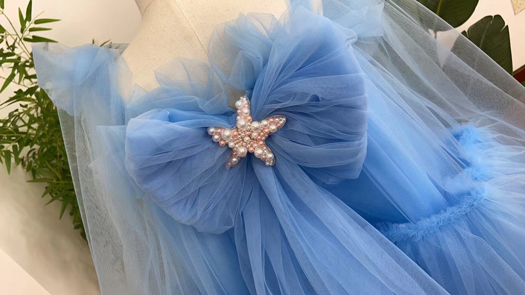 DreamyVow Luxury Blue Baby Flower Girl Dresses Mini Beading J038