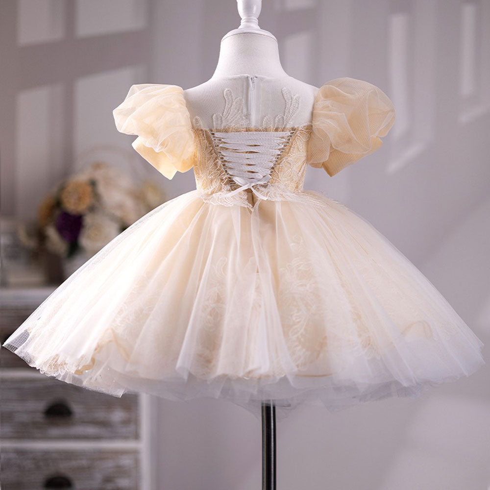 DreamyVow Champagne Girl Dress for Kids Wedding Birthday Party J233