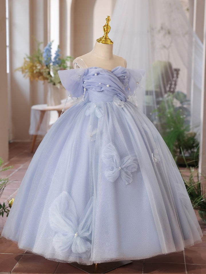 DreamyVow Luxury Lilac Girl Dress Beadeds Arabic with Cap Handmade Bows Princess Kids Wedding Birthday Party Gown J107