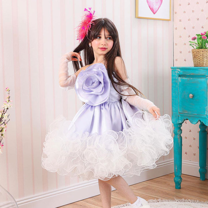 DreamyVow Lilac Girl Dress Handmade Flowers for Kids Birthday Wedding Party J273