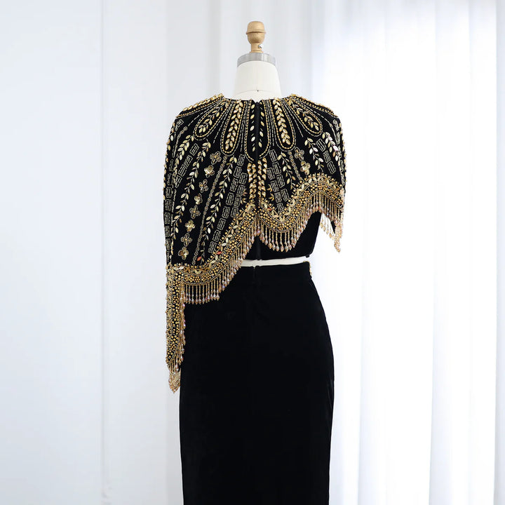 Luxury Arabic Black and Gold Evening Dresses Women Wedding Party SS367