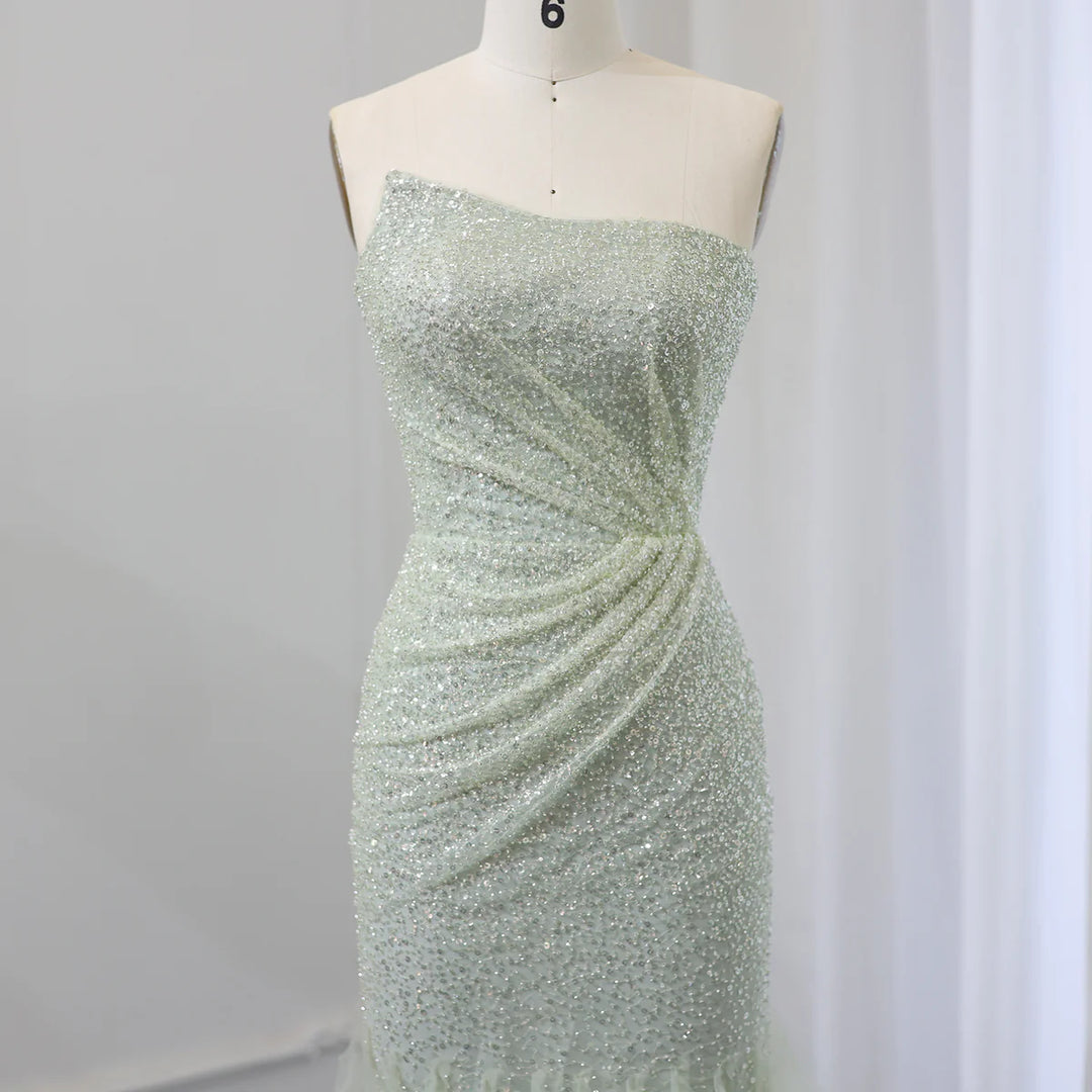 Sparkly Sage Green Mermaid Evening Dress for Wedding Party SS510