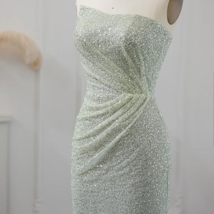 Sparkly Sage Green Mermaid Evening Dress for Wedding Party SS510